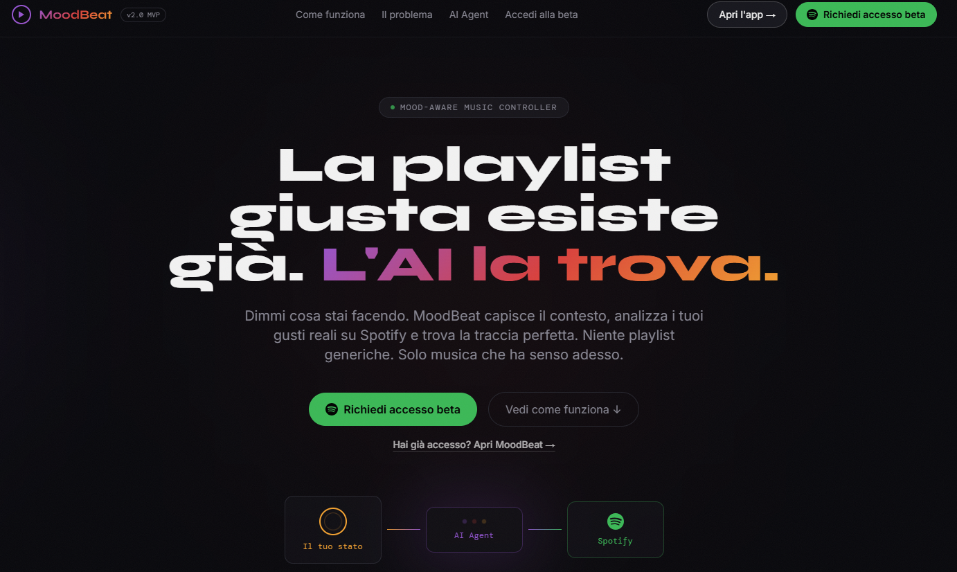 Screenshot di MoodBeat — AI Music Controller